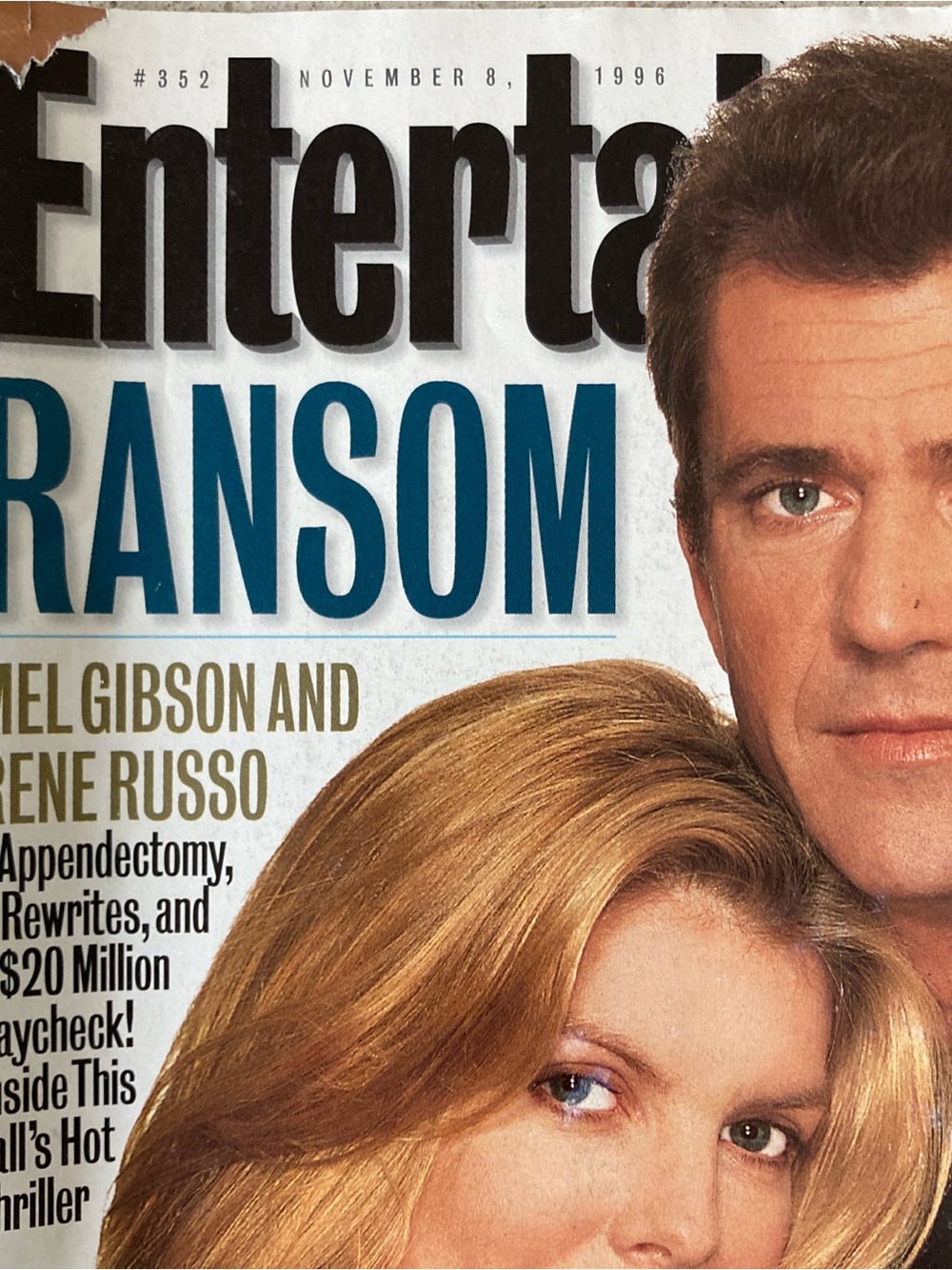 Entertainment Weekly Magazine MEL GIBSON & RENE RUSSO November 8 1996 - RANSOM - Picture 2 of 5